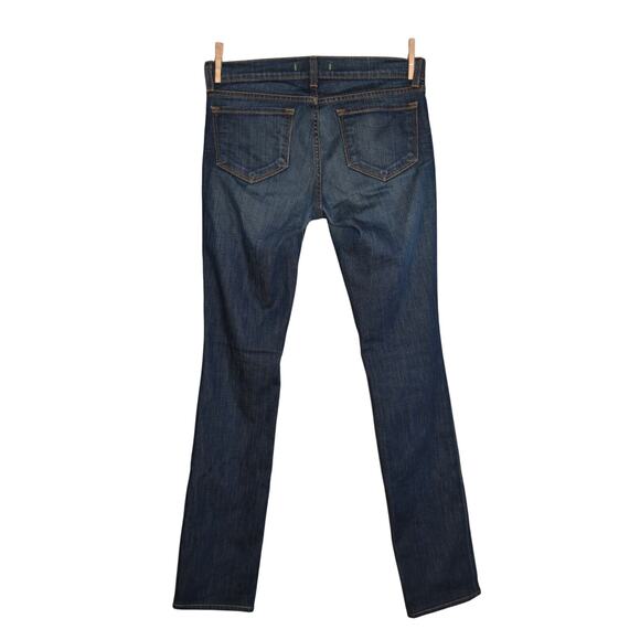 J‎ BRAND $228 Dark Wash Low Rise Distressed Skinny Stretch Denim Jean Size 26 - Picture 2 of 3